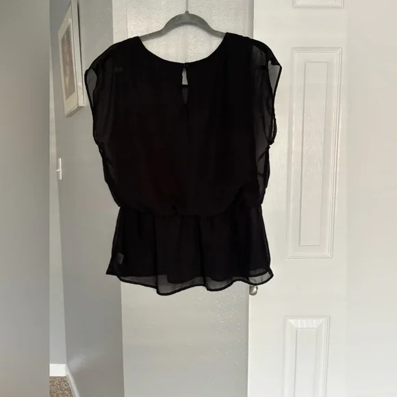 Bobeau Black Sheer Women's Blouse Size S Elegant Feminine - Picture 7 of 12